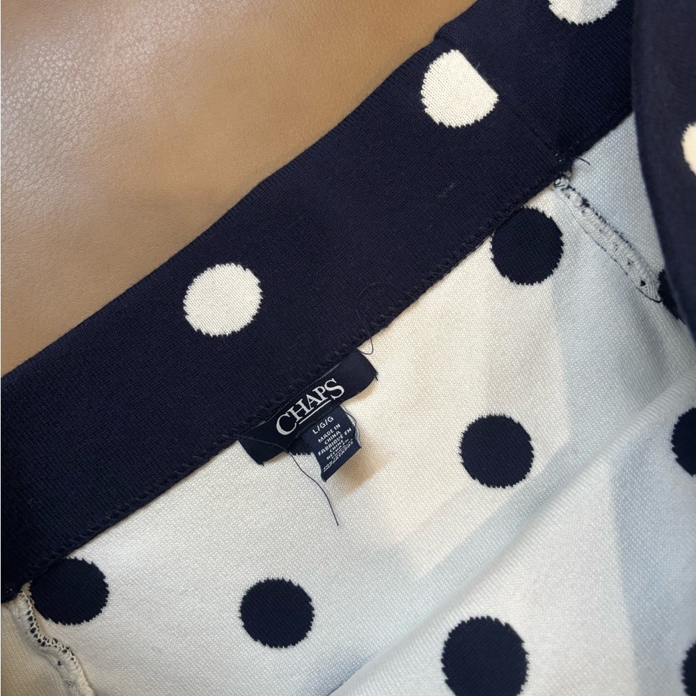 Chaps Navy and White Polka Dot Pencil Skirt - Picture 4 of 6